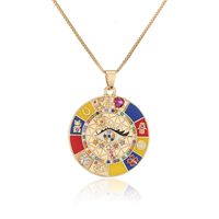 Wholesale Jewelry Bohemian Style Eye Pattern Pendant Copper Inlaid Zircon Necklace Nihaojewelry sku image 5