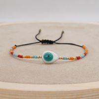 Simple Natural Shell Lucky Eyes Rice Beads Hand-woven Colorful Beaded Bracelet sku image 6
