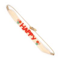 Bohemian Ribbon Rice Bead Woven Rainbow Letter Bracelet sku image 4