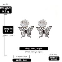 Korean Style Black And White Contrast Color Butterfly Flower Earrings sku image 2