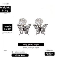 Boucles D&#39;oreilles À Fleurs Papillon De Style Coréen En Noir Et Blanc Contrasté sku image 2