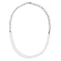 Fashion Contrast Color Pearl Metal Splicing Chain Necklace sku image 2
