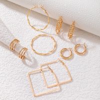 Simple Alloy Twist Geometric Square Circle Earrings Five-piece Set main image 4