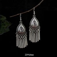 Tibet Nepal Minority Ornament Exotic Vintage Silver Plated Eardrops main image 5