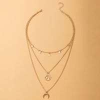 New Accessories Fashion Horn Moon Map Pendant Multi-layer Alloy Necklace main image 2