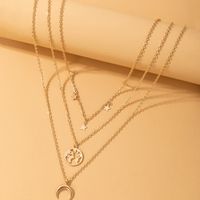 New Accessories Fashion Horn Moon Map Pendant Multi-layer Alloy Necklace main image 3
