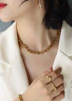 U-shaped Horseshoe Buckle Thick Necklace Set sku image 36