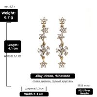 Korean Rhinestone Flower Star Long Tassel Earrings sku image 3