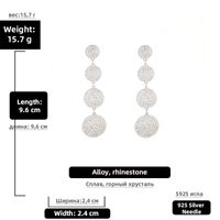 Fashion Full Rhinestone Circle Long Earrings sku image 2