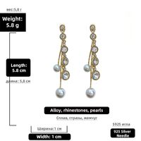 Retro Rhinestone Pearl Tassel Earrings sku image 3
