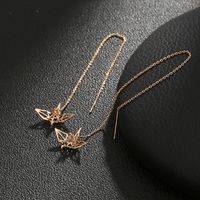 Fashion Simple Long Hollow Crane Drop Copper Earrings main image 3