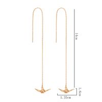 Fashion Simple Long Hollow Crane Drop Copper Earrings main image 7