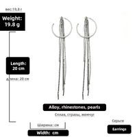 Fashion Pearls Circle Rhinestones Long Earrings sku image 3