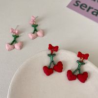Fashion Cute Candy Color Bow Cherry-shaped Pendant Women's Earrings main image 1