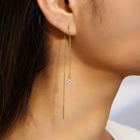 2022 Nouveau Mode Long Incrusté Zircon Étoiles Oreille Chaîne De Cuivre Boucle D'oreille main image 5