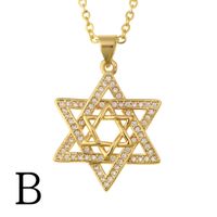 Retro Six-pointed Star Copper Inlaid Zircon Necklace sku image 2