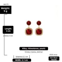 Fashion Rhinestone Pearl Geometric Square Earrings sku image 3