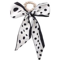 Fashion Ribbon Pearl Bow Knot Hair Scrunchies sku image 4