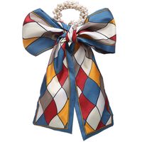 Fashion Ribbon Pearl Bow Knot Hair Scrunchies sku image 5