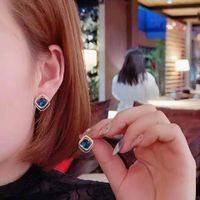 New Fashion Simple Crystal Inlaid Blue Women's Alloy Earrings main image 3