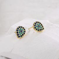 Fashion New Devil's Eye Geometric Ear Studs Copper Micro Inlay Zircon Earrings main image 3