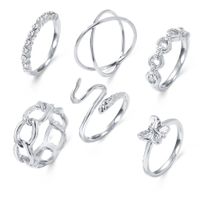 Fashion Diamond Butterfly Snake Ring Set Of 6 sku image 2