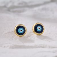 Fashion New Devil's Eye Geometric Ear Studs Copper Micro Inlay Zircon Earrings main image 4