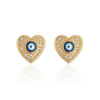 Fashion New Devil's Eye Geometric Ear Studs Copper Micro Inlay Zircon Earrings sku image 3