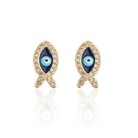 Fashion New Devil's Eye Geometric Ear Studs Copper Micro Inlay Zircon Earrings sku image 4