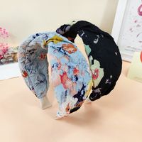 Bohemian Style Flower Printed Wide Fabric Twisted Knotted Headband main image 2