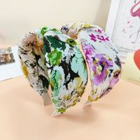 Bohemian Style Flower Printed Wide Fabric Twisted Knotted Headband main image 3