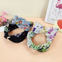 Bohemian Style Flower Printed Wide Fabric Twisted Knotted Headband main image 1