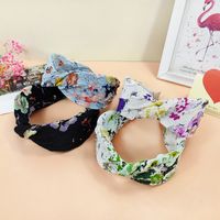 Bohemian Style Flower Printed Wide Fabric Twisted Knotted Headband main image 7