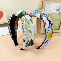 New Style Metal Chain Tie-dye Printing Wide Edge Fabric Hairband main image 2