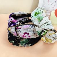 New Style Metal Chain Tie-dye Printing Wide Edge Fabric Hairband main image 5