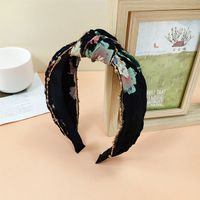 New Style Metal Chain Tie-dye Printing Wide Edge Fabric Hairband sku image 1