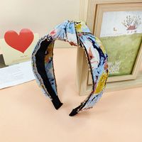 New Style Metal Chain Tie-dye Printing Wide Edge Fabric Hairband sku image 4