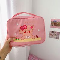 Korean Cartoon Bear Print Canvas Bag Large-capacity Cosmetic Bag sku image 4