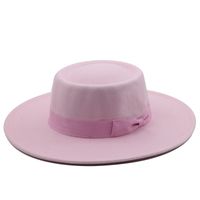 Dome Bow 8.5cm Big Brim Hat Autumn And Winter Wool Top Hat Jazz Hat sku image 1