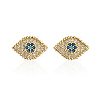 New Style Copper Gold Plated Micro Inlaid Zircon Eyes Butterfly Palm Stud Earrings sku image 3