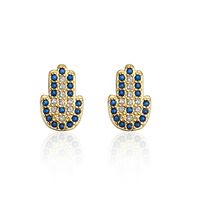 New Style Copper Gold Plated Micro Inlaid Zircon Eyes Butterfly Palm Stud Earrings sku image 2