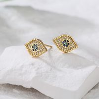 New Style Copper Gold Plated Micro Inlaid Zircon Eyes Butterfly Palm Stud Earrings main image 5