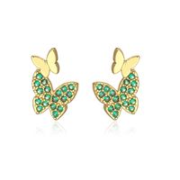 New Style Copper Gold Plated Micro Inlaid Zircon Eyes Butterfly Palm Stud Earrings sku image 1