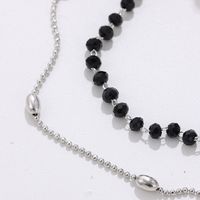 Fashion Simple Black Crystal Beaded Double-layer Chain Stainless Steel Bracelet main image 4