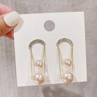 Mode Einfache Lange Quaste Perle Süße Frauen Legierung Ohrringe main image 1