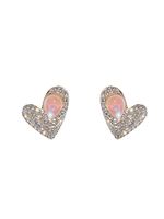 Fashion Sweet Fully Jeweled Curved Heart-shaped Ear Stud Earrings main image 4