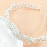 Simple Retro Style Pearl Beaded Rose Double Row Headband main image 2