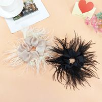 New Feather Large Hair Band Furry Hair Rope Wide Edge Solid Color main image 5