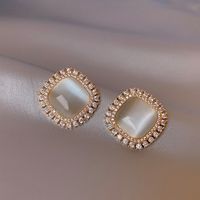 Fashion Simple Geometric Shape Inlaid Zircon Alloy Ear Studs Earrings main image 1