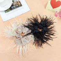 New Feather Large Hair Band Furry Hair Rope Wide Edge Solid Color main image 2